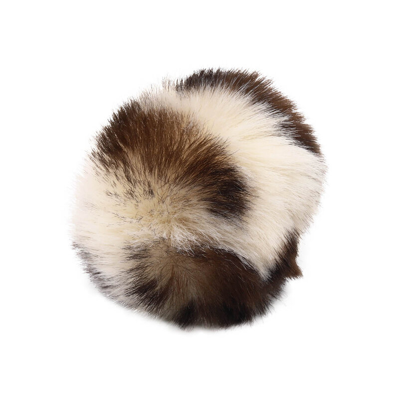 Ar528 pompon artificial fur, leopard, 5 cm 2 pcs/pack (white-brown)