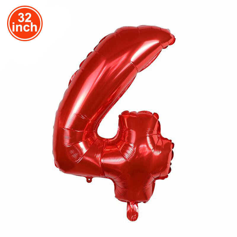 빨간색 큰 숫자 풍선 32 인치 1 2 3 4 5 6 7 8 9 레이서 생일 공 자리 독신 풍선 그림 Golob Ballon