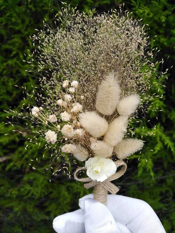 Hidden Botanics-ramillete de aguja de respiración para bebé, Boutonniere para novio, abotonadura rústica para boda, bohemios para dama de honor de boda Natural