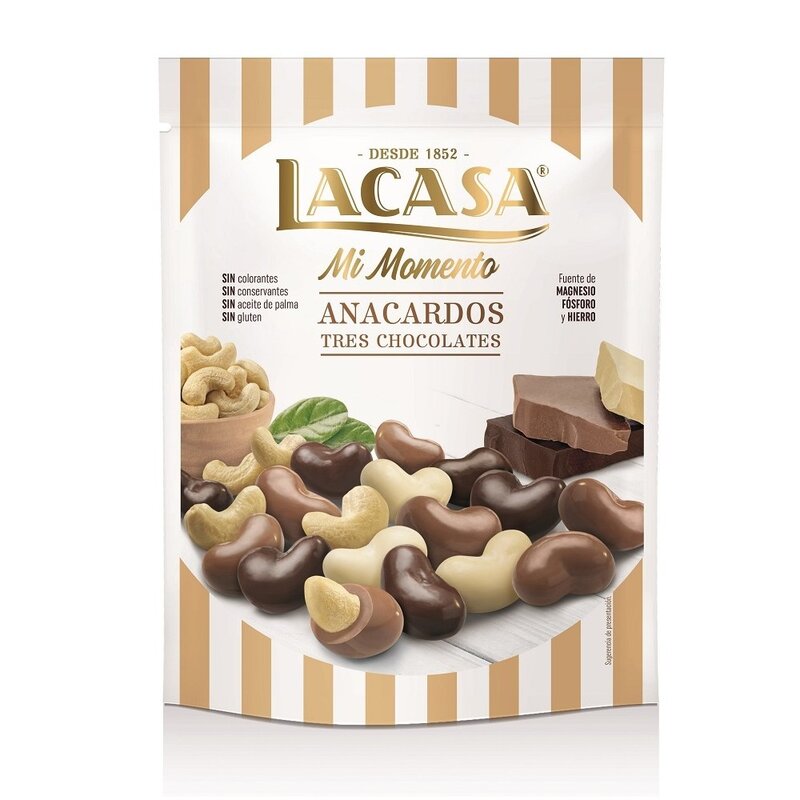 Lacasa Mi Momento Anacardo Tres Chocolates · 115 g.