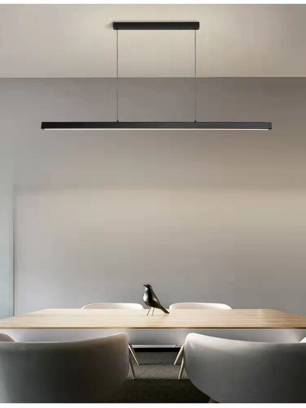 Lustre nordique moderne et minimaliste à longue bande pour salle à manger, lampe de table de luxe pour salle à manger, bar, lampe de bureau