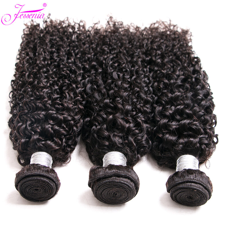 Tissage-extensiones de cabello humano Natural para mujer, mechones rizados, color negro Natural, 100% cheveux, 3 y 4 paquetes