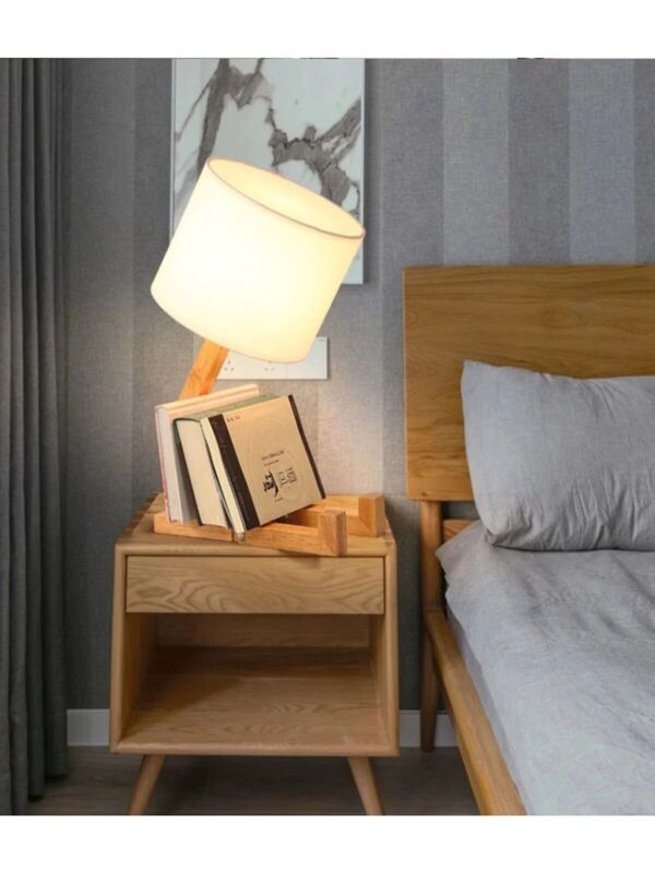 Lámpara de mesa de madera para hombre, modelo nórdico, pantalla, estantería, lámpara de noche, decoración del hogar, diseño especial, iluminación de decoración