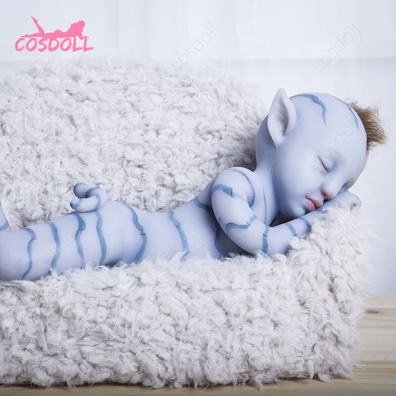 COSDOLL Bonecas Reborn 46Cm 100% Mainan Bayi Biru Pendidikan Dini Dapat Dicuci Silikon Mainan Anak-anak Boneka Bayi Reborn Bebe Boneka #00