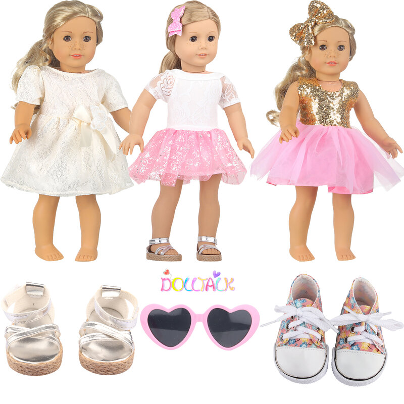 Doll Clothes Set 3 Dress+2 Shoes+1 Accessories For American 18 Inch Girl Doll Princess Dress For 43cm New Born,DIY,OG,Doll Girl