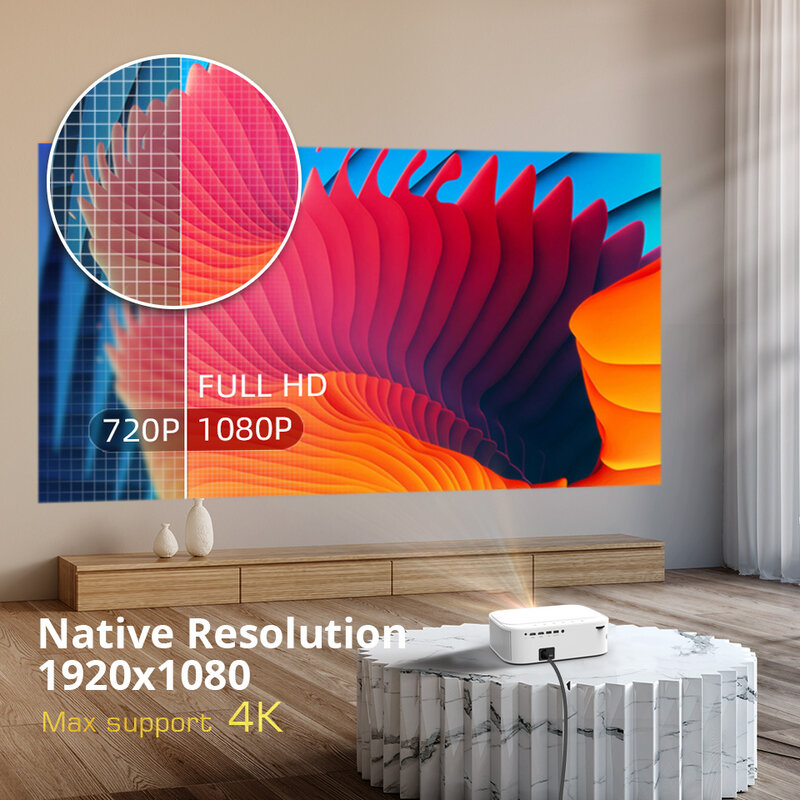 BYINTEK K45 AI 자동 초점 스마트 안드로이드 와이파이 풀 HD 1920x1080 LCD LED 비디오 홈 시어터 1080P 4K 프로젝터