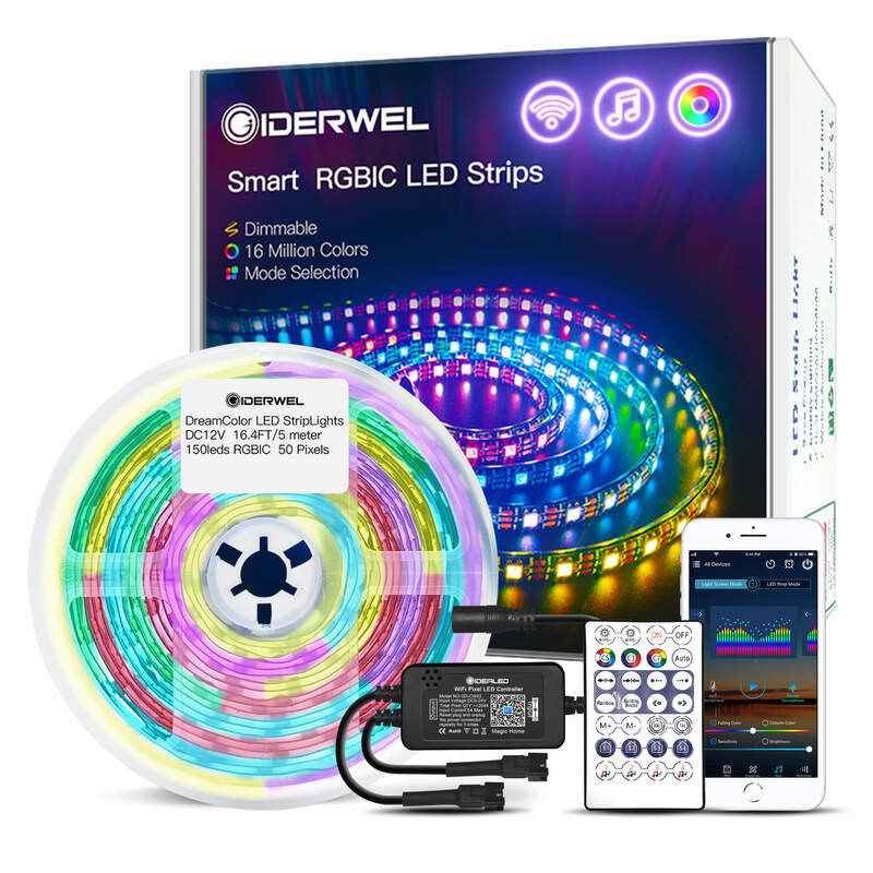 Smart Wifi RGB Led Strip Light USC1903 12V luci Led indirizzabili con Pixel remoti sfondo Ambiance Tape funziona per Alexa