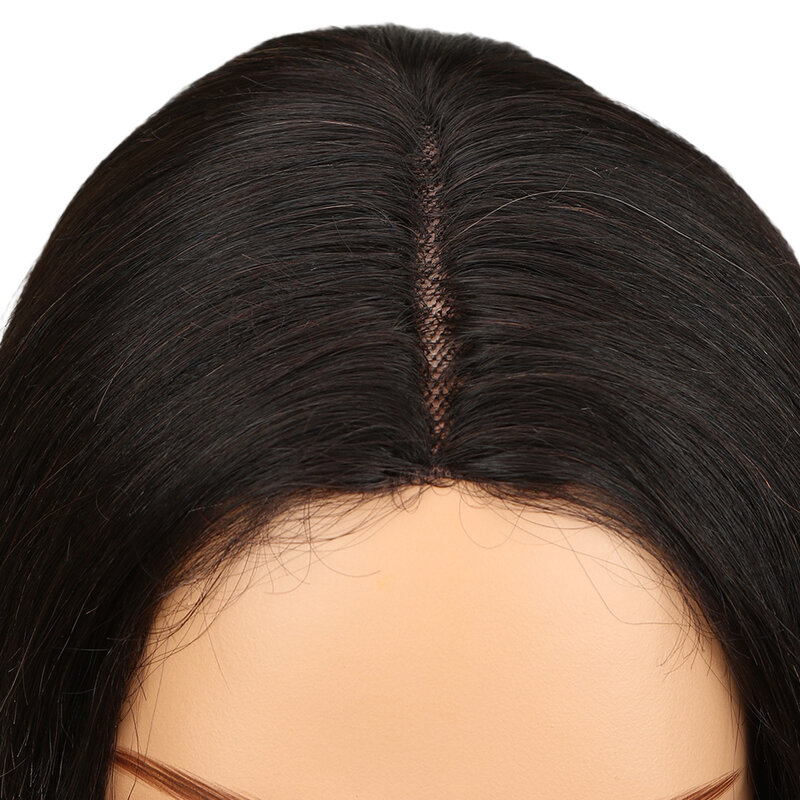Lekker Wear and Go-Peluca de cabello humano liso para mujer, pelo Remy brasileño, sin pegamento, Pixie, parte media, encaje fácil