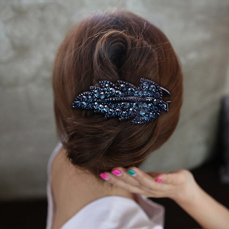 Jepit rambut berlian imitasi anak perempuan Fashion jepit rambut imitasi geometris daun pohon cakar aksesori rambut wanita jepit rambut kristal Retro