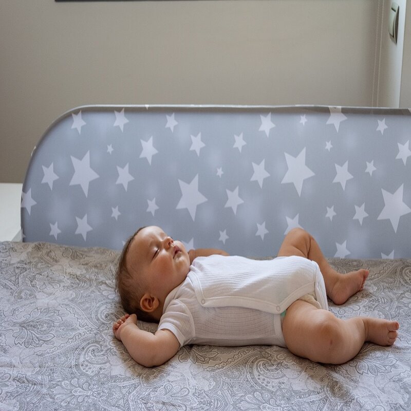 PLASTIMYR, child safety bed handrail, stars white background, 150 cm, 0 to 3 years, 2KG, barrier, folding, sleeping