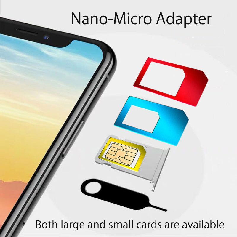 DominagroStandard-Adaptateur Micro Sim, étui pour carte en métal, manchon pour téléphone portable, petite carte à grande fente pour carte, 5 en 1