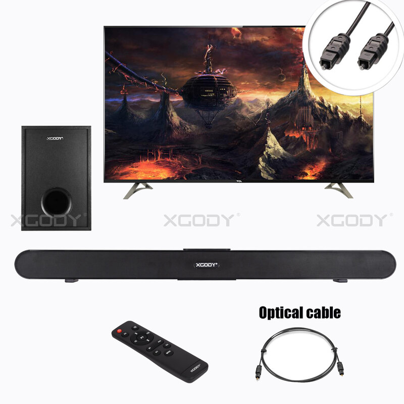 Soundbar TV 80W Home theater with subwoofer remote control speaker system with cable for PC