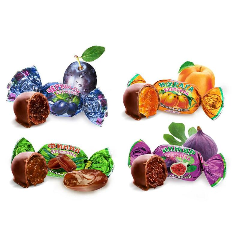 Cukierki czekoladowe mix кремлина owoce w czekoladzie różne-przekąski i słodycze, towary z rosji