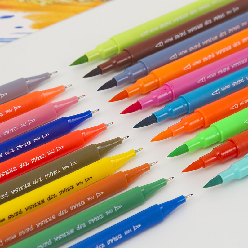 Watercolor Markers 12/24/36/48/60/72/100/120 Colors Dual Tip Brush Pen for Art Lettering Calligraphy Pen маркеры для скетчинга