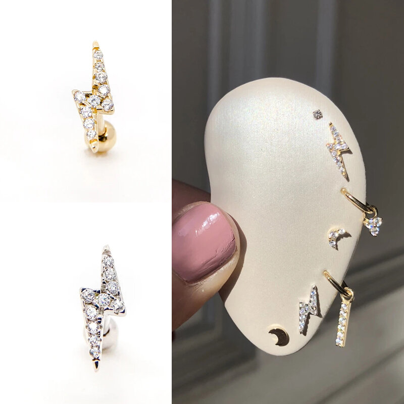 925 Sterling Silver Fine Jewelry antyalergiczna klamra do uszu Moon Stud kolczyk dla kobiety Wedding Anniversary Piercing Pendientes