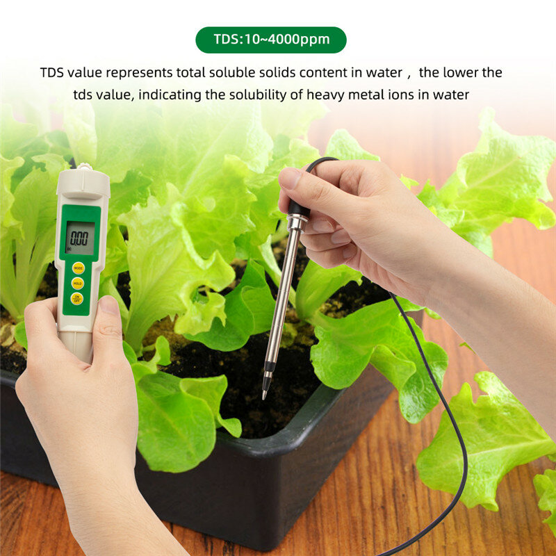 Yieryi 새로운 EC-3185 토양 미터 3 1ec/TDS/CF 토양 테스터 디지털 정원 식물 토양 온도 전도도 테스터 프로브