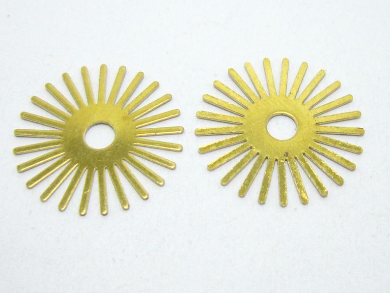 Abalorio de Sol de latón de 10 piezas, pendiente de luz solar, 20x0,5mm, círculo redondo, hallazgos de latón, fabricación de joyas DIY-R1317
