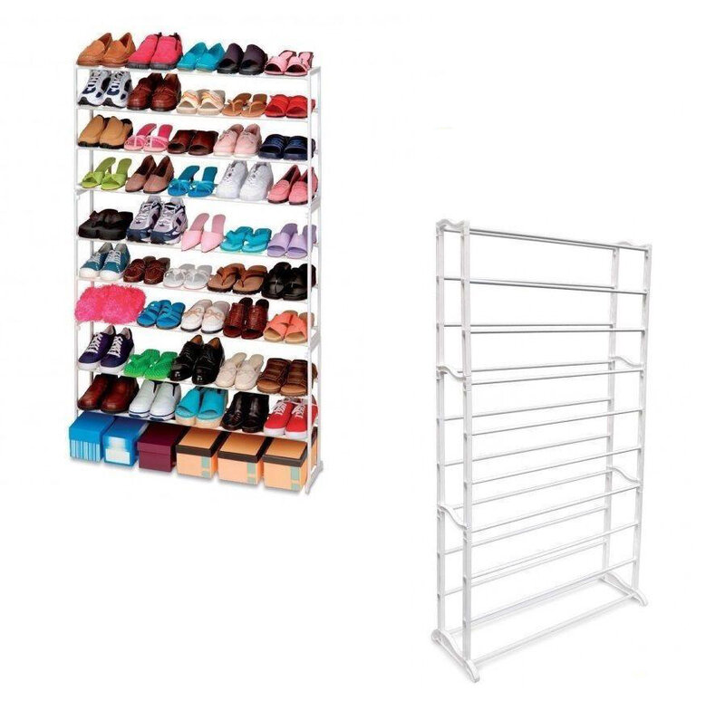 Zapatero de 30 pares o 50 pares para calzado, zapatillas, zapatos, botas y cajas estructura de 10 alturas máximo espacio