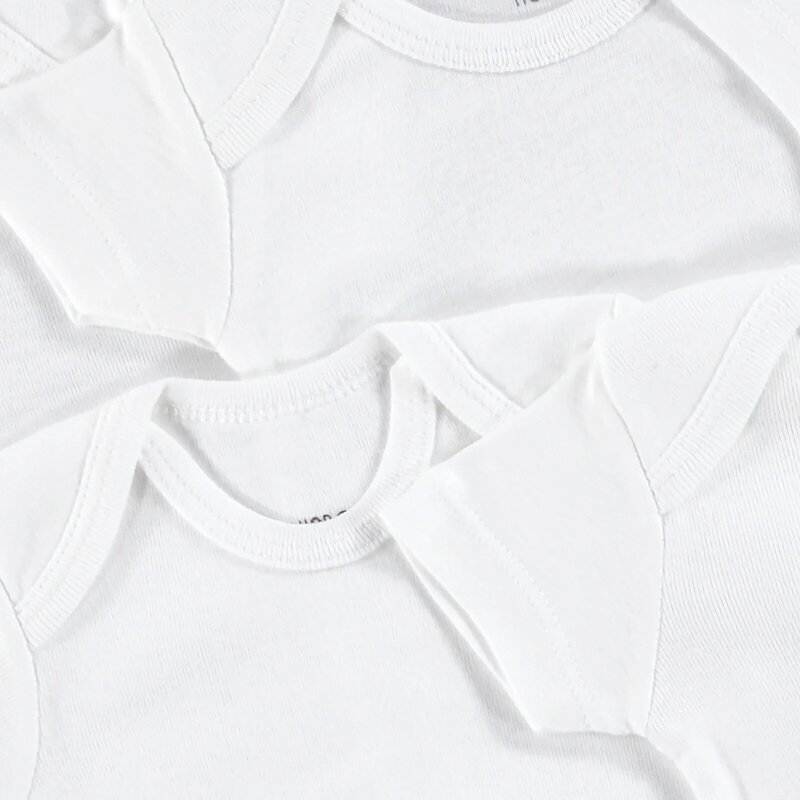 Ebebek hellobaby básico costela manga curta bebê bodysuit 5 pçs-branco