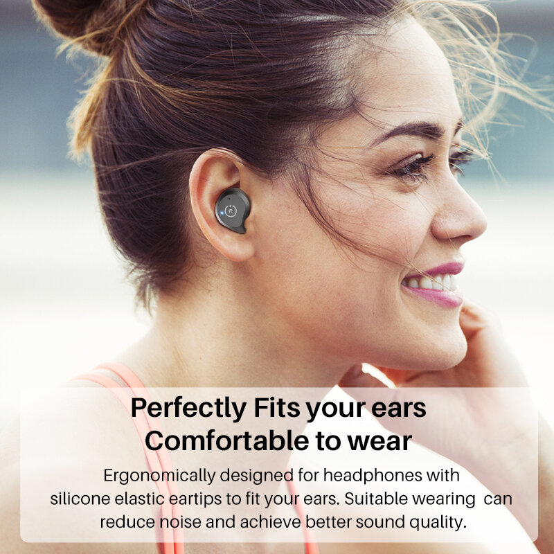 Fones de ouvido Bluetooth TOZO NC9 com cancelamento de ruído ativo híbrido, fones de ouvido Bluetooth com som envolvente, graves profundos premium, 40 horas de reprodução
