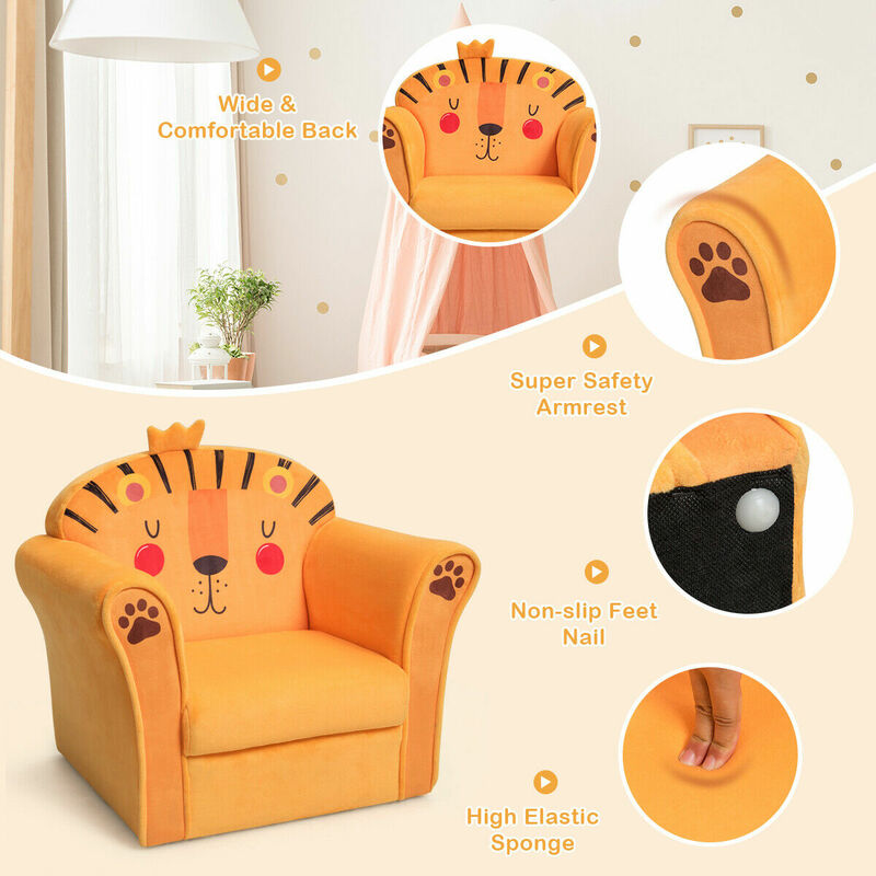 Kids Lion Sofa Children Armrest Couch Upholstered Chair Toddler Furniture Gift  HW65435