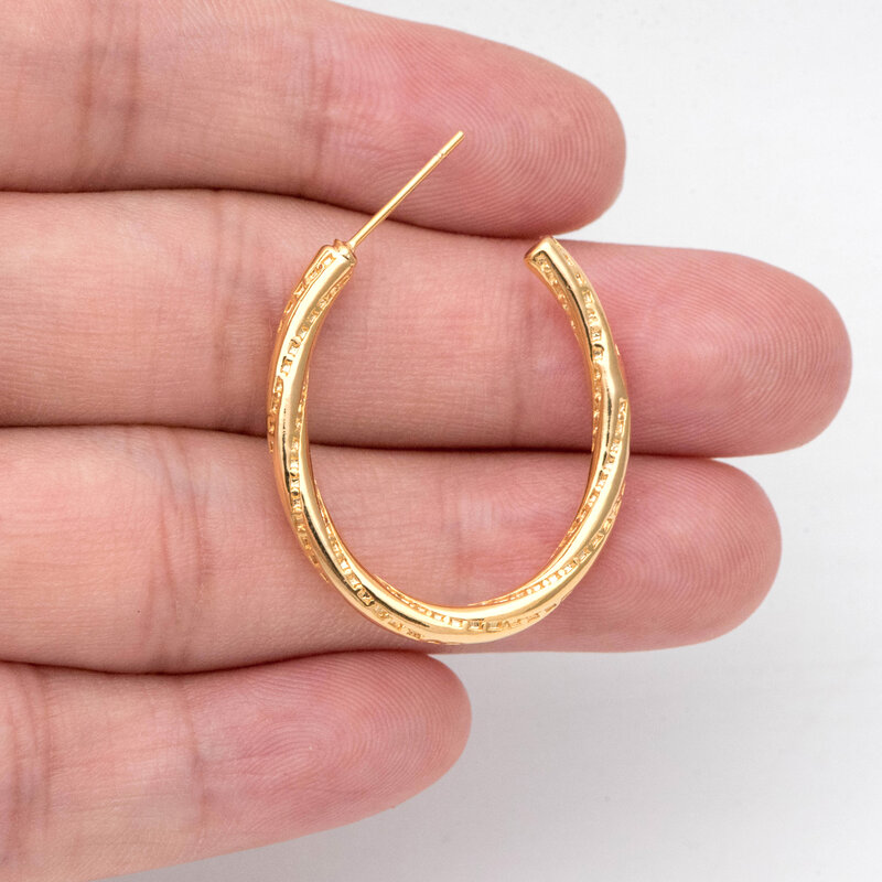 4pcs or Geometri narboucles d'oreilles poteaux fournitures de bijoux (GB-2338)