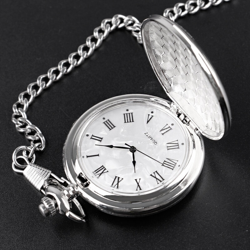 Nowe męskie zegarki kwarcowe Vintage Fashion Charm srebrny kieszonkowy zegarek FOB naszyjnik wisiorek z łańcuszkiem prezenty CF1902