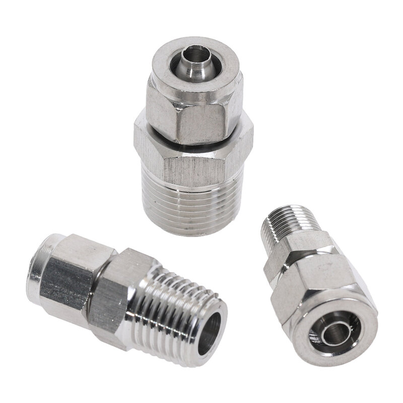 1pc Connectors Tube Pipe Fittings Stainless Steel SS 304 1/8'' 1/4'' 3/8'' 1/4'' BSP Male Thread Connector Conversion Adapter