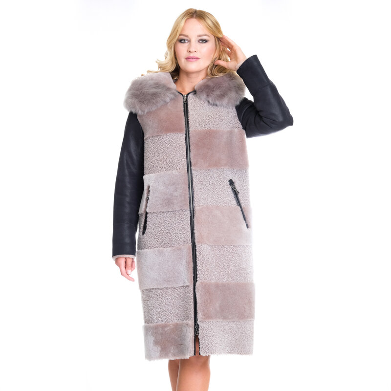 Zoramotti-piel de oveja auténtica para mujer, Collar de zorro, ropa de invierno, mantiene el calor, turco, Turquía, Moskow