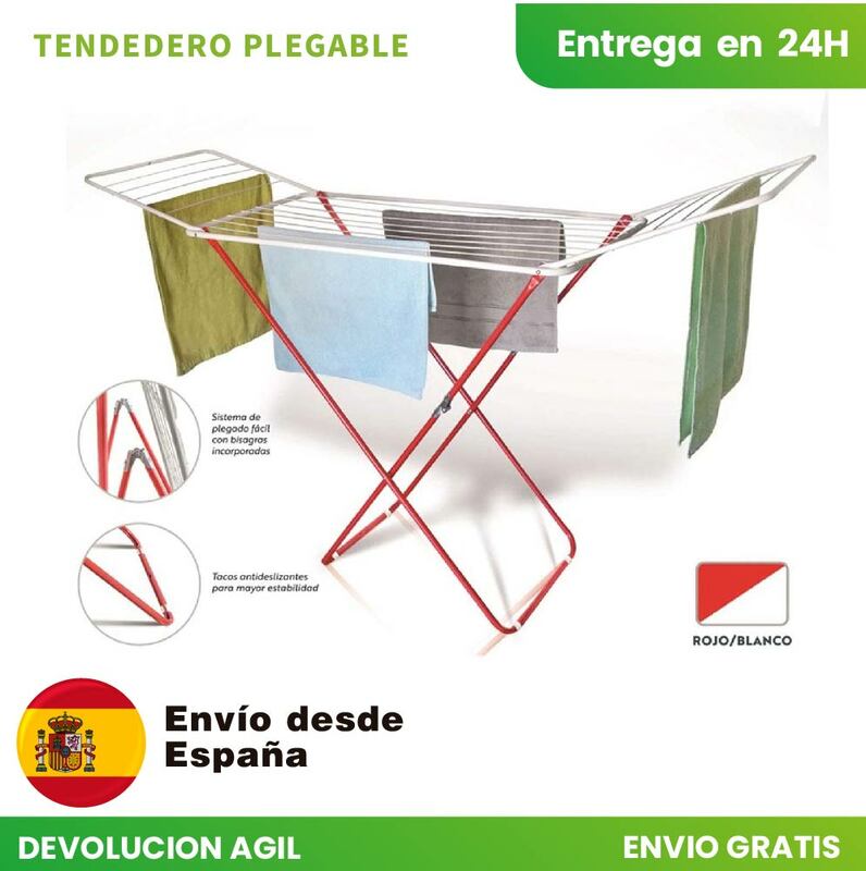Tendedero clothes extendable folding 200 cm long METAL antimold Set clothesline clamp rack pinza60uds lot complete