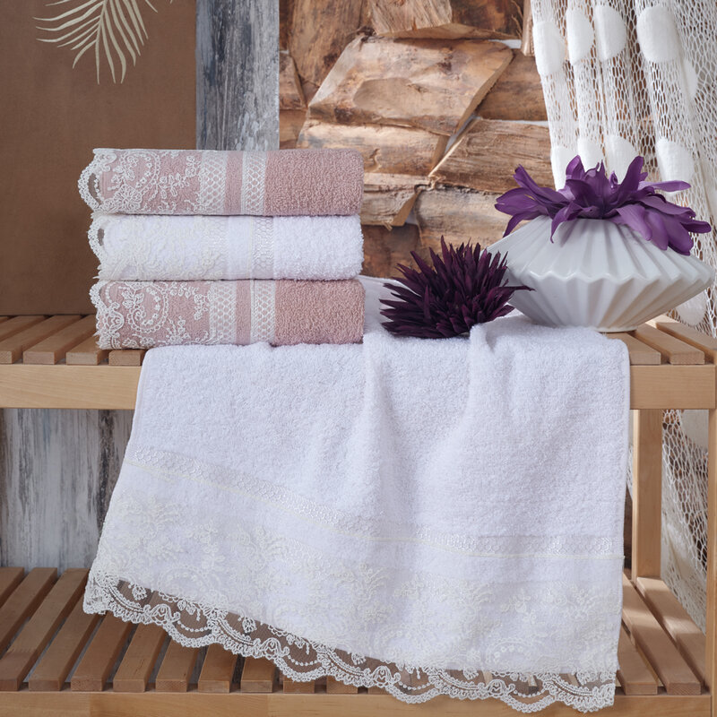 Toalha de banho turco de luxo laço toalha de mão toalha de praia toalha de rosto conjunto 4 pçs 50x90 cm bordado 100% algodão turco conjunto de toalhas
