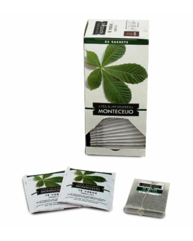 MONTECELIO зеленый чай Gunpower 100% чистый в пакетиках. Неферментированный чай с реалистичными антиоксидантами. Коробка с 25 пакетиками