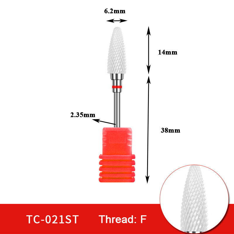 1Pc 6mm Bullet frese in ceramica codolo 2.3mm per Manicure Kit punte per trapano per unghie rimozione elettrica Gel lucidatura strumenti puliti