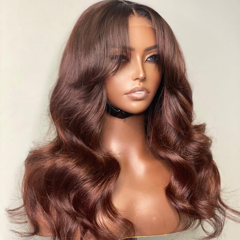 Shumeida Brown Color 13*6 Lace Front Wigs with Baby Hair Peruvian Remy Human Hair Wigs Body Wave Glueless Wigs for Black Women