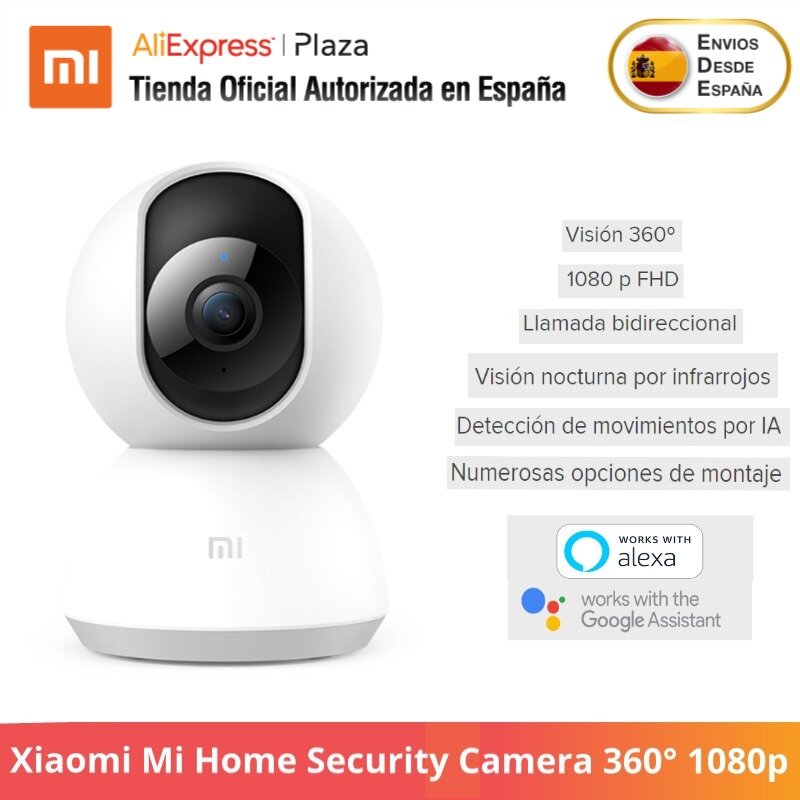 Xiaomi Mi Cámara de Seguridad para Vigilancia, 360 1080p, Visión nocturna, Detección de movimientos por IA, iOS Android Versión Global Original