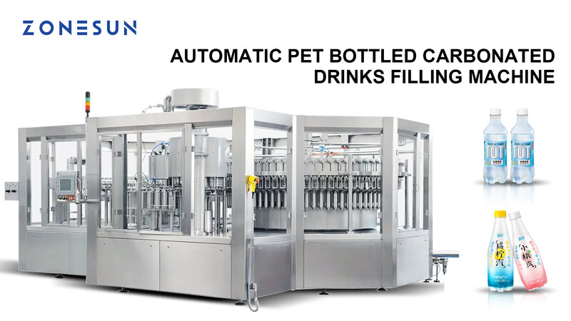 ZONESUN ZS-AFMC 24000 BPH ماكينة تصنيع الزجاجات البلاستيكية التلقائية الغازية ماكينة تعبئة المياه المشروبات تصنيع خط الإنتاج الضخم