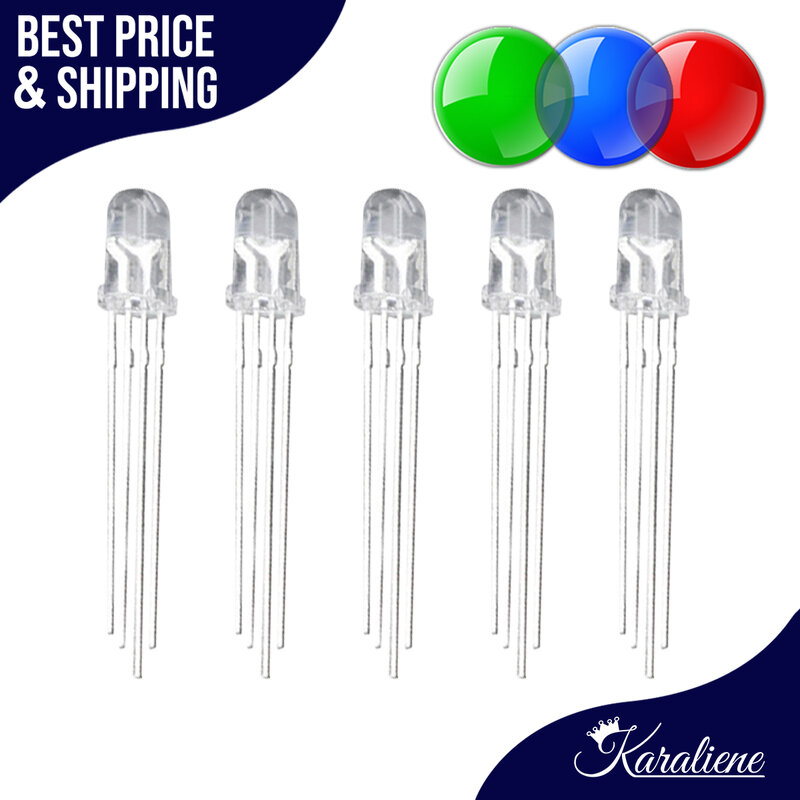 10pcs/LOT  F5 5mm Multicolor RED GREEN BLUE RGB 3Pin (DOUBLE COLOR) 4Pin  (THREE COLOR) LED light emitting diode