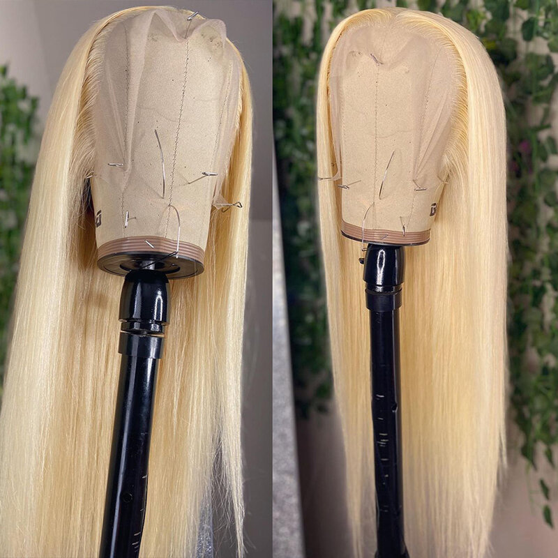 200 gęstości prosto 613 blond 13x4 przejrzyste koronki przodu włosów ludzkich peruk 4x 4 zamknięcie koronki peruka dla czarnych kobiet brazylijski Remy