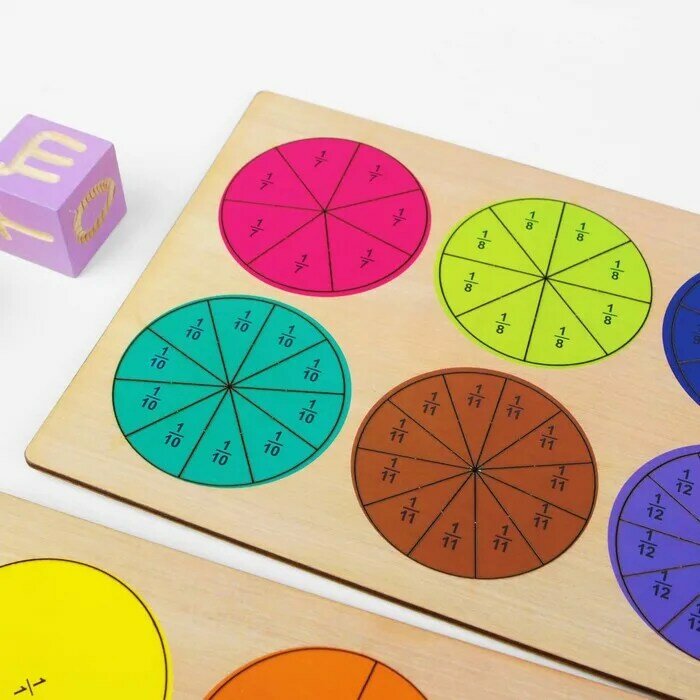 Fractions "circle" on the methodology of Nikitin, boards: 2 pcs., puzzles, toys, apart