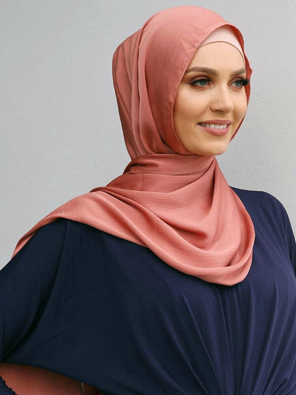 Nóng Satin Cao Cấp Chai Sần Hijab Khăn Quàng Khăn Choàng Voan Đồng Bằng Phụ Nữ Hồi Giáo Hijabs Breathab Hồi Giáo Phụ Nữ Băng Đô Cài Tóc Turban Gọng Xếp Ly Khăn Ramadan