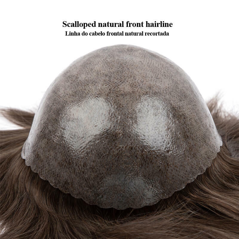 男性用の異なるカーボンインレイのスキンウィッグ,人間の髪の毛のシステム100%,男性の髪の毛の袖,0.12-0.14mm