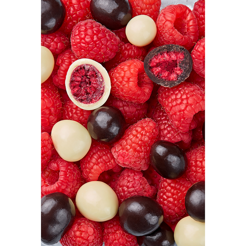 Raspberry in schokolade raw dunkle und weiße organische natürliche keine milch zucker lactose 500 gramm