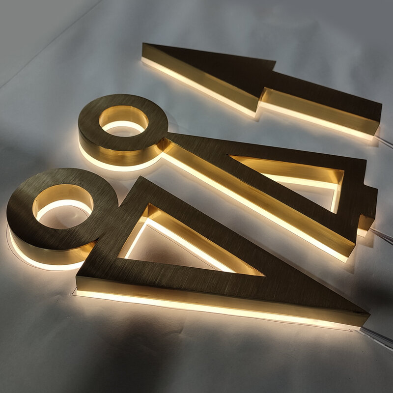Penanda Logo Ruang Cuci Emas Titanium Cahaya Terbalik Yang Sangat Tahan Lama