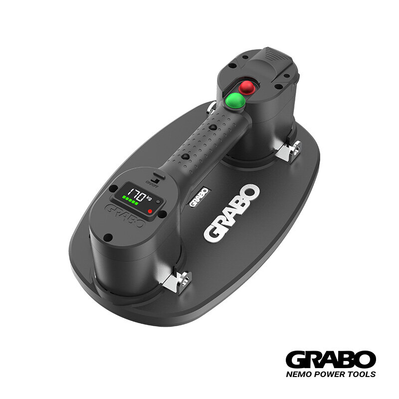 Grabo Pro 전기 흡입 컵, 375lbs 베어링 중량 및 압력 리프터 공구 용 디스플레이 및 스마트 설정 포함
