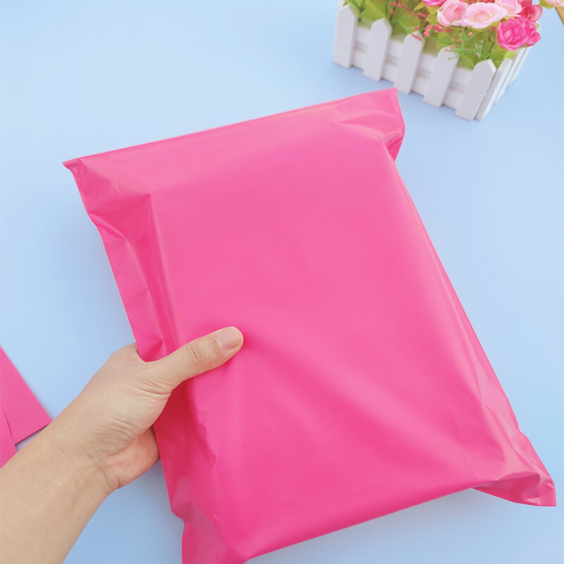 100 pces rosa poli mailer auto adesivo post mailing pacote de vedação de cola saco postal saco de presente sacos de transporte de armazenamento de correio