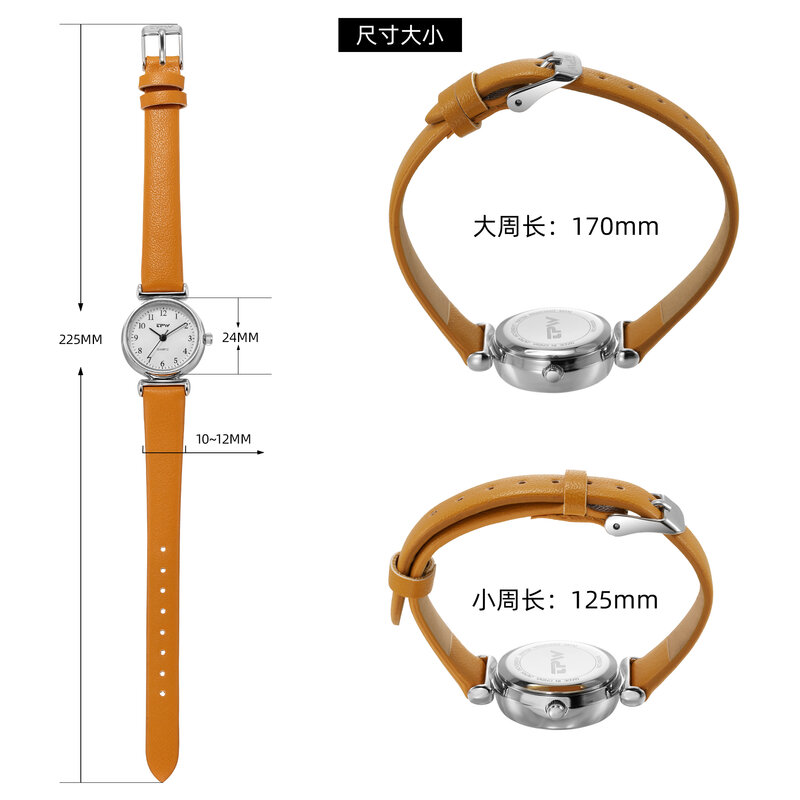 Mini montre à Quartz pour femmes, cadran de petite taille 24mm, bracelet en cuir PU minimalisme