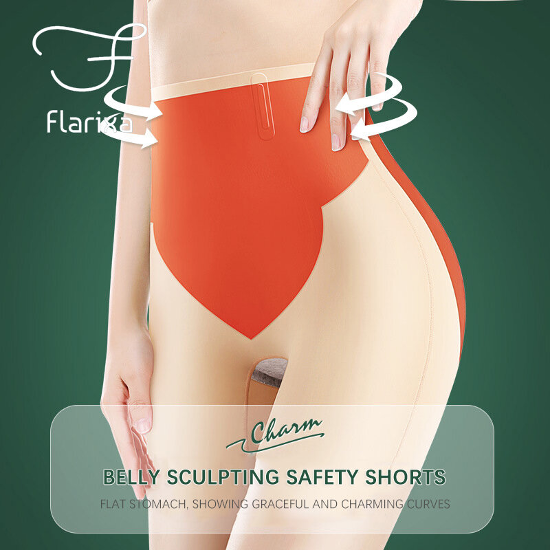 Flarixa Seamless Shaping สูงเอวผู้หญิงกางเกงขาสั้นผ้าไหมน้ำแข็งกางเกง Breathable ชุดชั้นใน Comfort Boxer Briefs