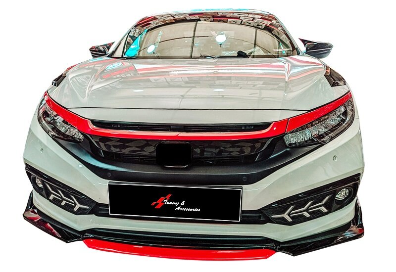 Bumper Depan Bibir dengan Flap Plus V2 4 Buah untuk Honda Civic FC5 2016 + ABS Aksesori Mobil Splitter Diffuser Spoiler Penyetelan Mobil