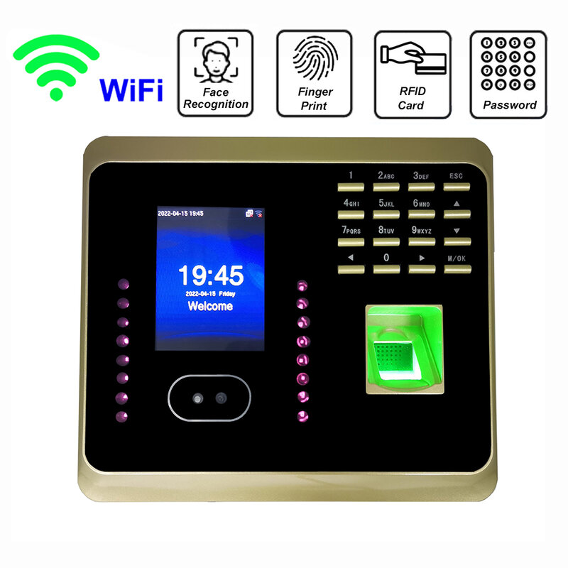 ZKTime-sistema biométrico de asistencia facial, dispositivo electrónico de gestión de asistencia al empleado, reloj de tiempo con huella dactilar, WiFi, UF100, 5,0