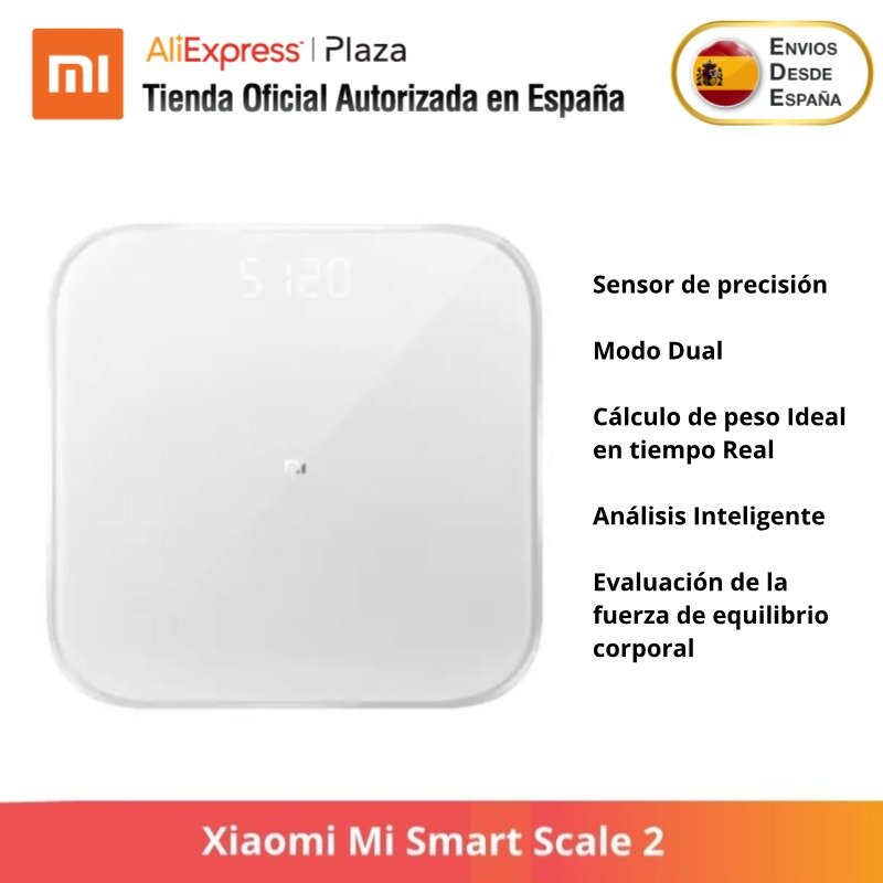 Xiaomi Mi Báscula Scale 2, Inteligente, Pantalla LED, Bluetooth, Versión Global y Original